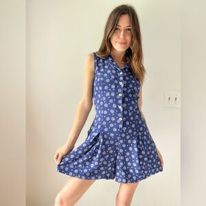 Vintage LIZSPORT Blue 90s Swirl Sun Print Romper